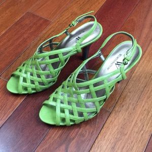 Green strappy heels